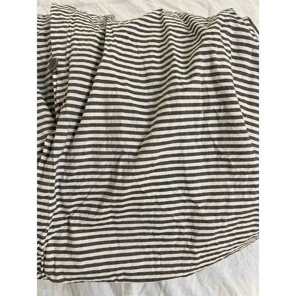 IKEA SOLFIBBLA WHITE/grey STRIPE FULL DUVET Cover Cotton 80x86”